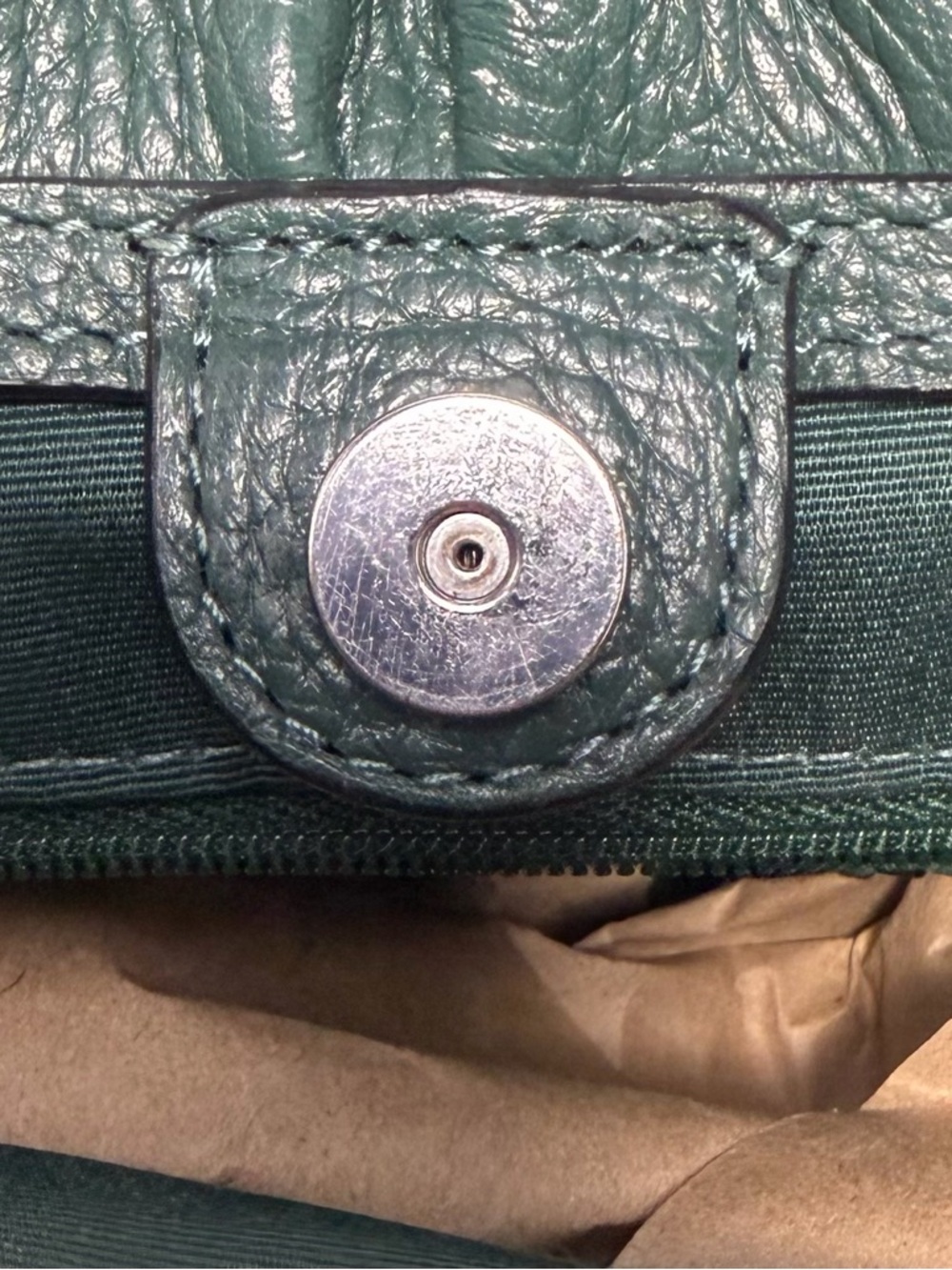 COACH C1454 Maya Pebble Leather Shoulder Bag Tote Ivy Green with Silver Hardware - Picture 8 of 15